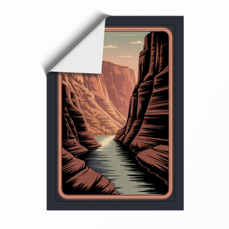 Canyon In Turquoise Art Deco - Print, A2 - 59.4 x 42.0 cm, White