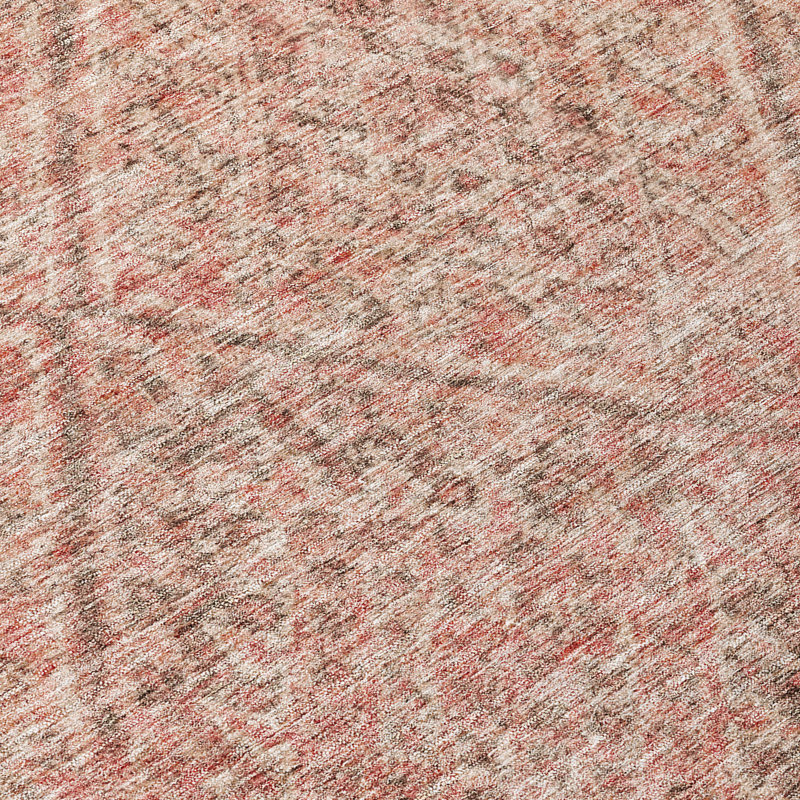Red Diamond Pattern Washable Synthetic Rectangular Rug 3' x 5'