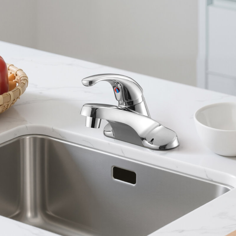 Single Handle Sink Faucet Chrome-Plated Silver Kitchen Water Faucet