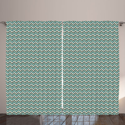 Rustic curtain, abstract wavy lines, multi -colored