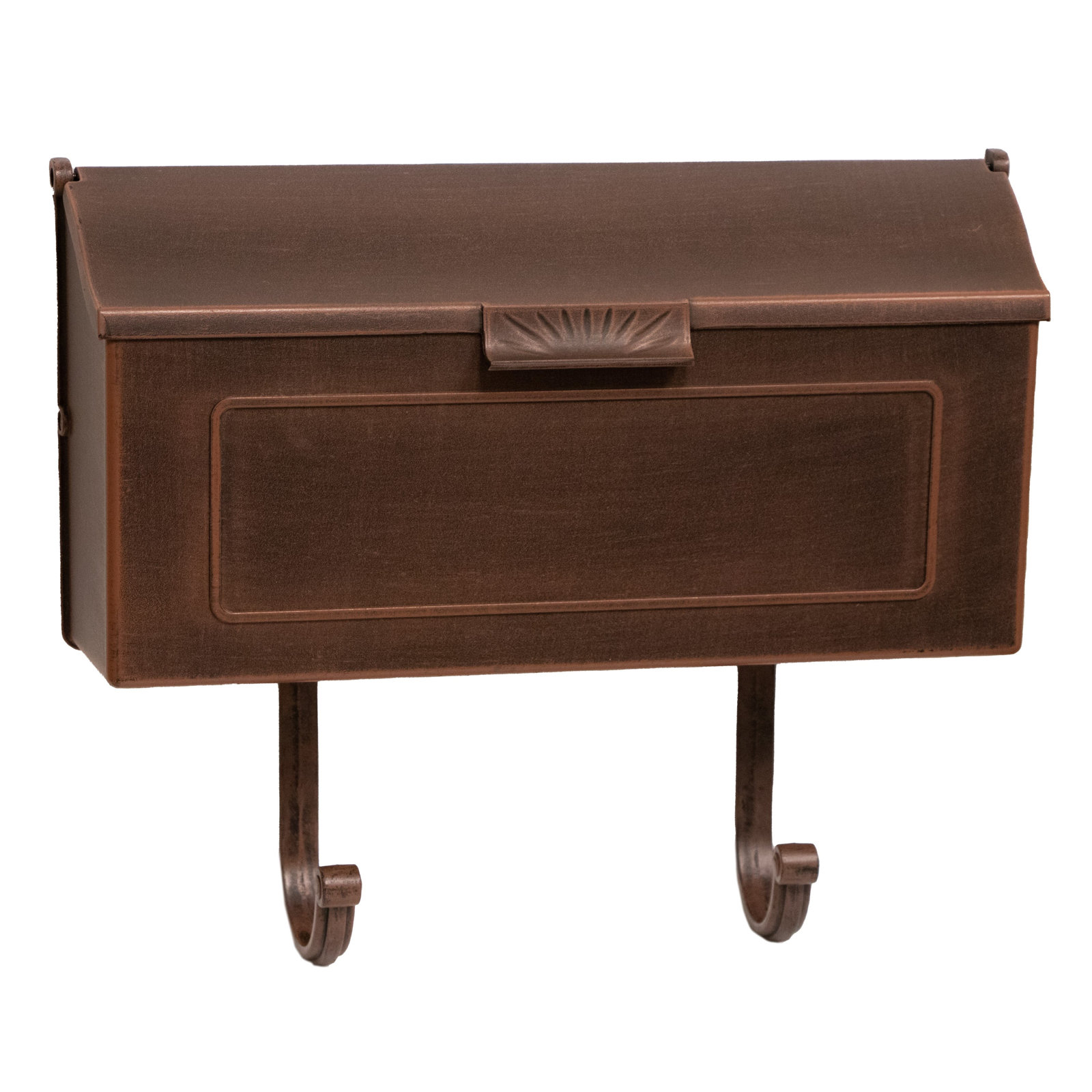 Cast Aluminum Wall Mounted Mailbox, Antique Copper