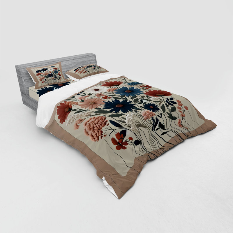 Polyester Floral Duvet Cover, California King Duvet Cover + 3 Additional Pieces