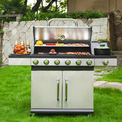 55.91"Outdoor courtyard large gas barbecue grill