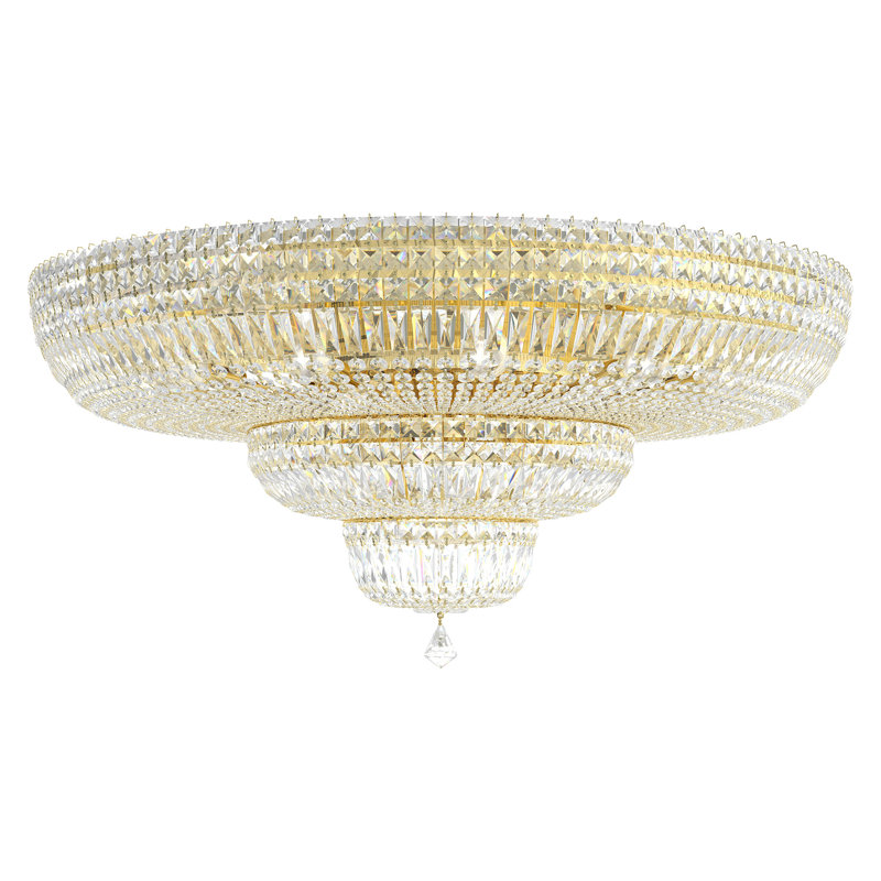 Petit Crystal Deluxe 27 Light 36in x 17in Flush Mount in Polished Gold with Clear Optic Crystals, Polished Gold, Czech