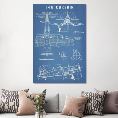 " F4U Corsair Vintage Navy Airplane " Graphic Art Print