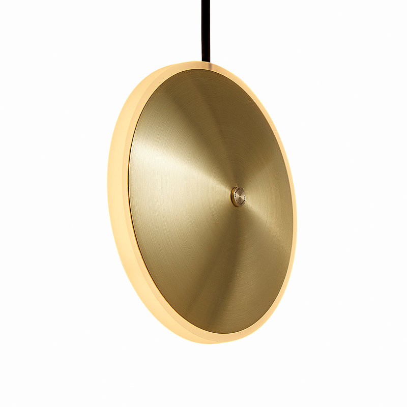 Luminaire suspendu rond en laiton filé-rond moderne, H 6 po x l 6 po x P 2 po, Laiton massif