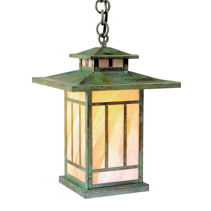 Kennebec 1 - Light LED Outdoor Hanging Lantern, Rustic Brown, Frosted, 12.25" H x 8.75" W