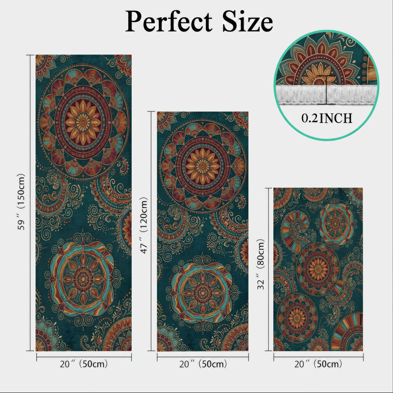 Mandala Print Non-Slip Washable Kitchen Mats