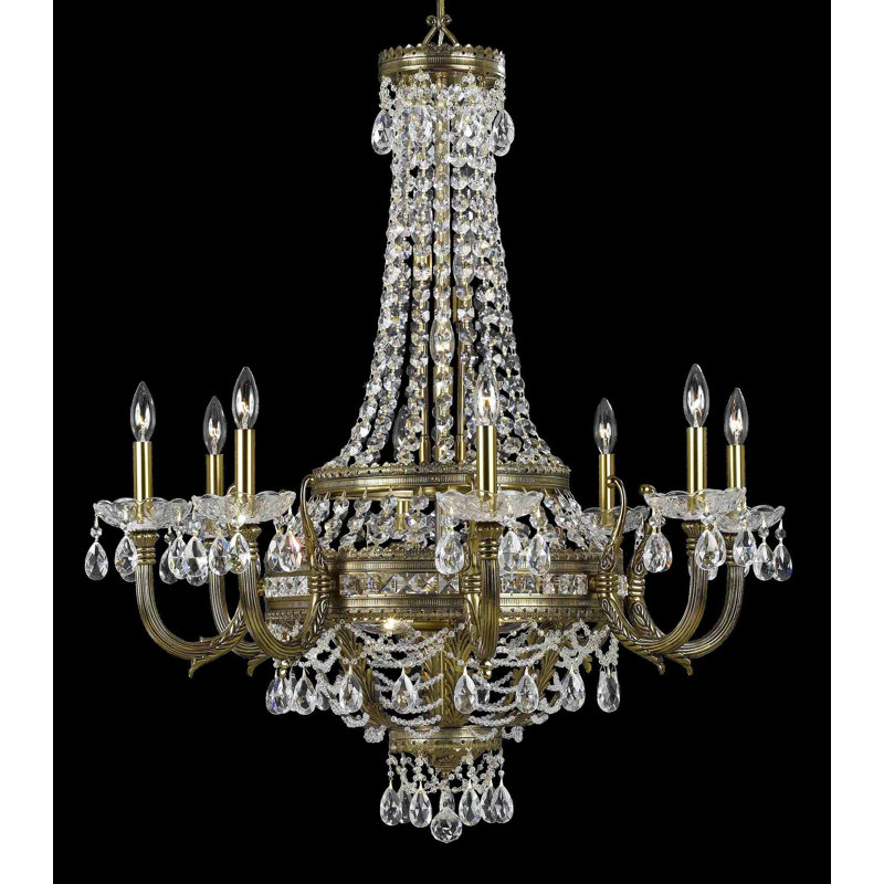 Lustree empire de style bougie 18 lumières Contessa, Ivoire doré