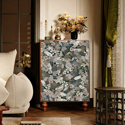 Artistic Solid Wood 5-Drawer Living Room Cabinet