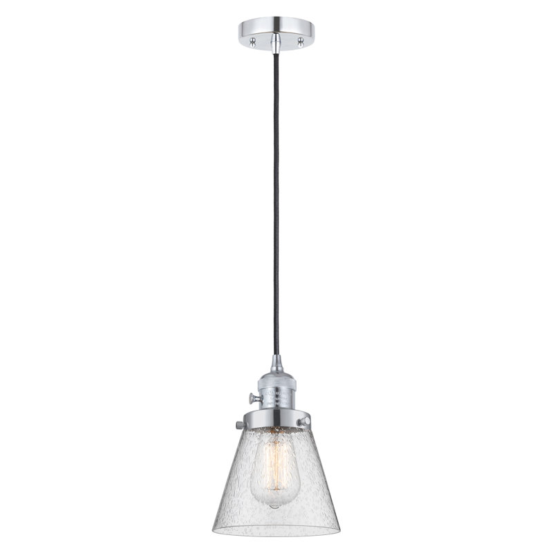 Luminaire suspendu en forme de globe à 1 lumière Angjelina, H 129,13 po x l 6,25 po x P 6,25 po, Chrome poli, DEL
