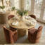 Ensemble de table de salle à manger pour 4 personnes avec table ronde en bois massif et 4 chaises rembourrées en chenille-795580722-795580727