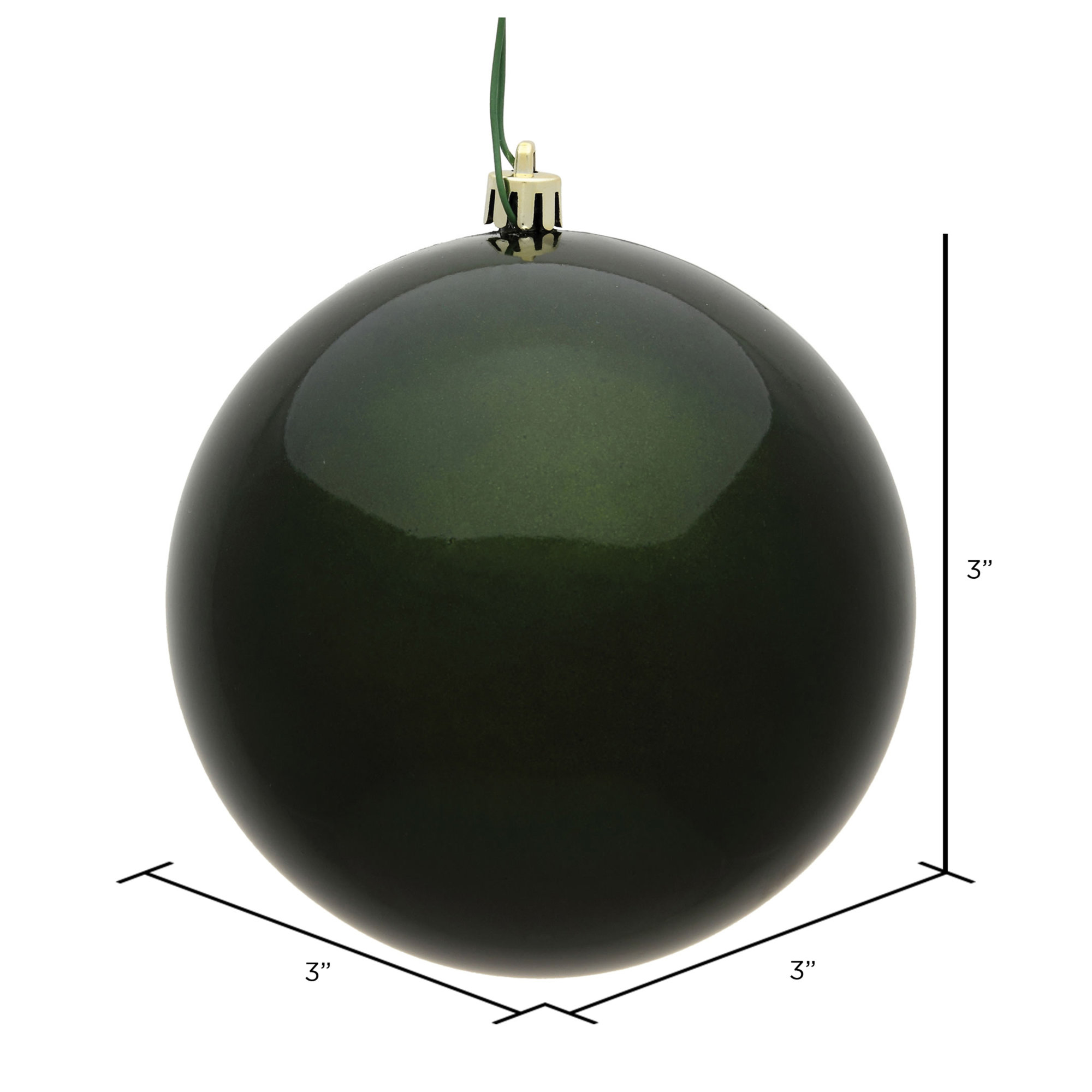 Holiday Décor Ball Ornament, Moss Green Candy, 3" H x 3" W x 3" D