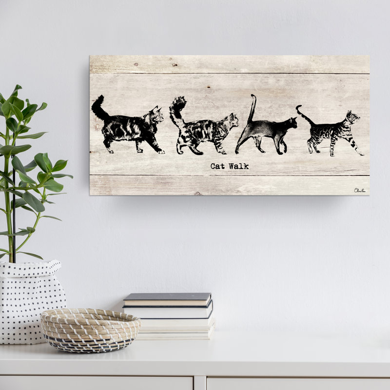 «Cat Walk» par Olivia Rose - reproduction d'art textuel sur toile tendue, H 18 po x l 36 po x P 1,5 po