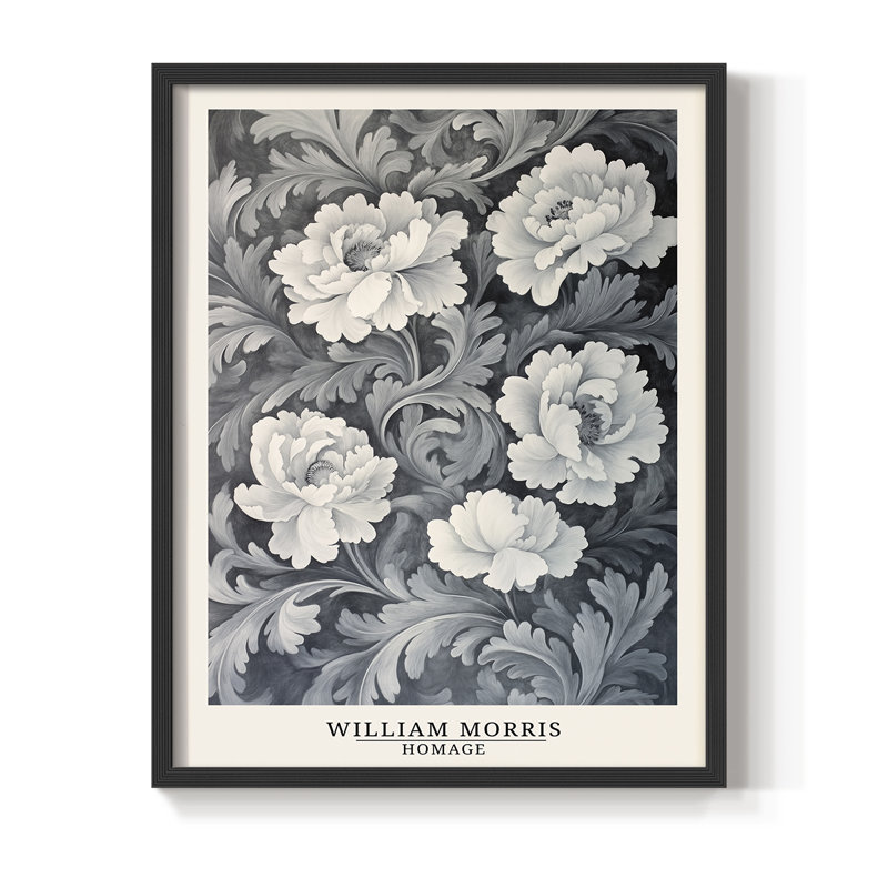 WM MORRIS Series DCCIII Framed Print - Solid Wood, Black, H 15 po x l 12 po