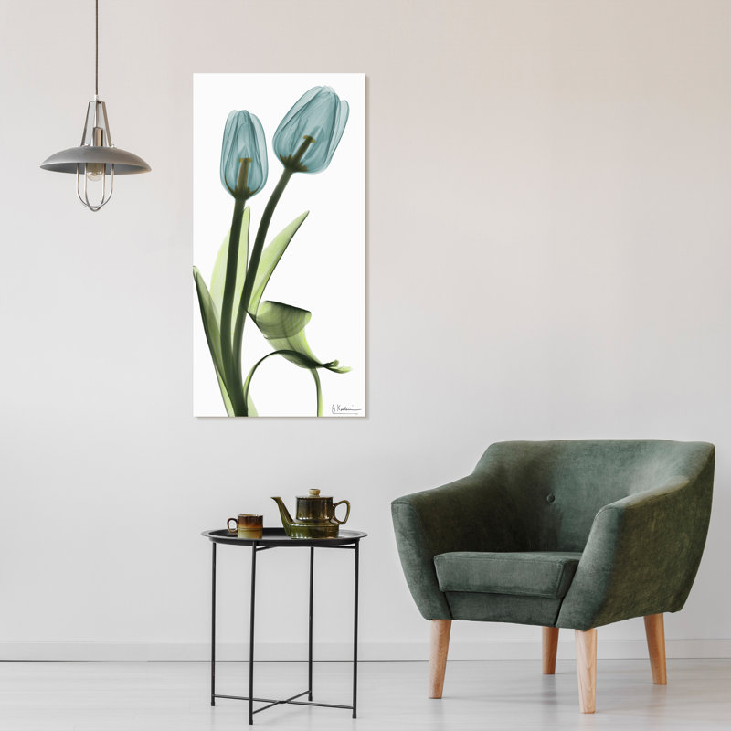 «Blue Tulips» par Albert Koetsier - reproduction de photo non encadrée sur verre