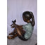 Girl Sitting With A Bird On Her Hand Bronze Statue, Wiktoria Elegant Garden Statue, 23" X 13" X 21"H