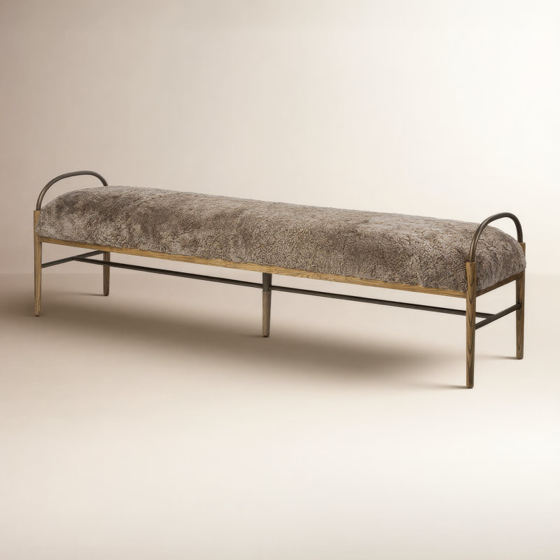 Demi Accent Bench, Taupe Shearling