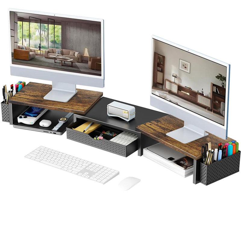 Monitor Stand, Black,Brown