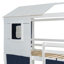 Lit superposé en bois avec tente, pour le jeu et le sommeil des enfants, design durable et élégant-1096609142-1096609143