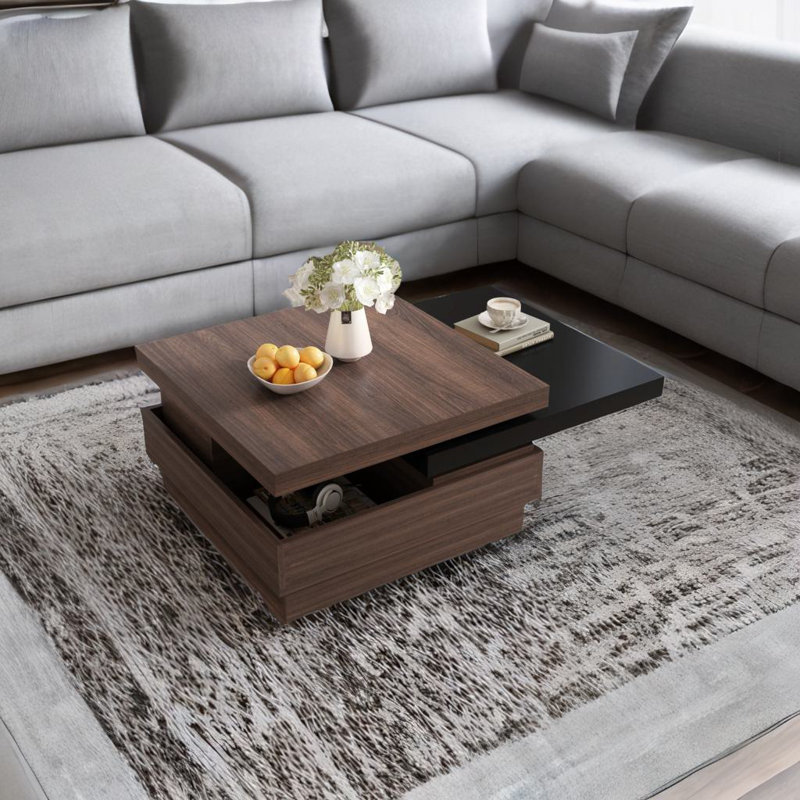 Table basse rotative, Brun / Noir