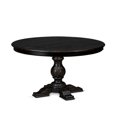 Kitchen Table with Acacia Wood Round Tabletop, Antique Walnut Finish