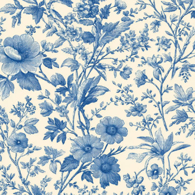 Peler et coller le papier peint à motif floral bleu rétro à motif de feuilles de feuilles de papier de contact autocollant amovible pour décoration de chambre à coucher 24 po x 118 po