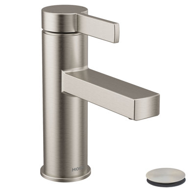 Moen Beric One-handle Single Hole Centerset Bathroom Faucet with Drain Assembly, Optional Deckplate Included