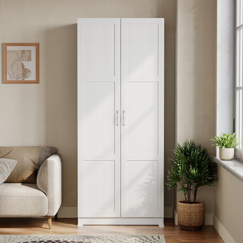 71‘’ H Storage Cabinet, Large Capacity Wardrobe, Wooden Storage Unit, White