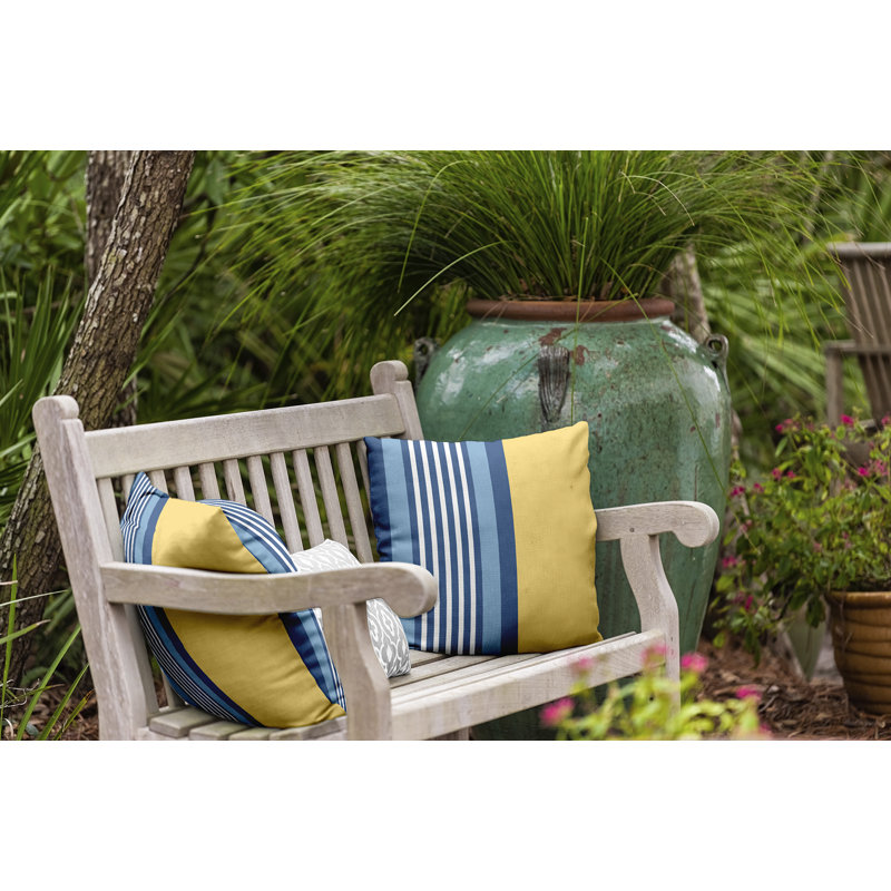 Housse de coussin d'extérieur carré Sail, Sun & Fun, Jaune / Bleu, 18 po x 18 po