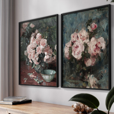 «Vintage Floral XLIX», impression giclée sur cadre - ensemble de 2