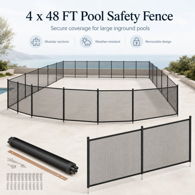 Clôture de sécurité amovible pour piscine creusée avec panneaux en filet noir