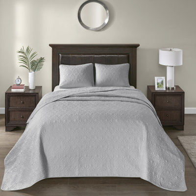 Oversized King Reversible Bedspread In Grey With Comfortable Cotton Fill Pre-washed