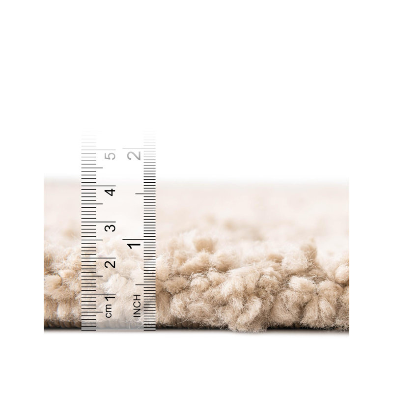 Tapis beige tissé à la machine Analena, Rond 4 pi 1 po