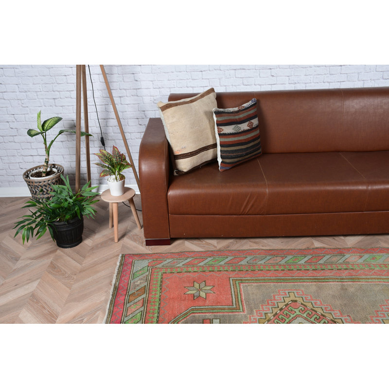 Tapis turc rétro vert pour le salon et la maison offrant une élégance anatolienne authentique
