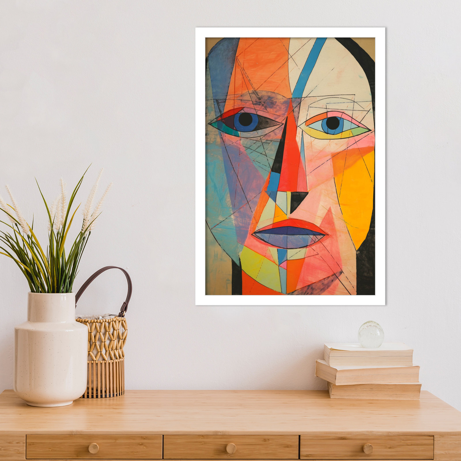 The Face Print by Treechild, White, 21" H x 15" W
