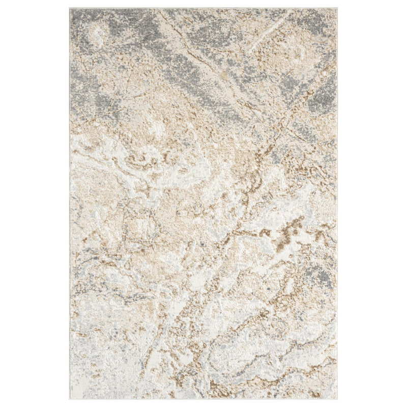 Nason Collection Abstract Beige/Grey Area Rug,, Rectangle 7'5" x 11'1"