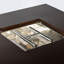 Table carrée avec foyer en acier inoxydable