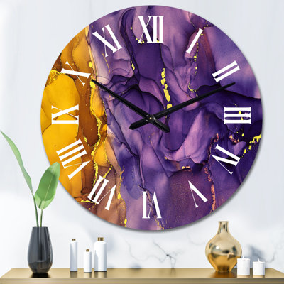 Horloge murale moderne mauve et brune