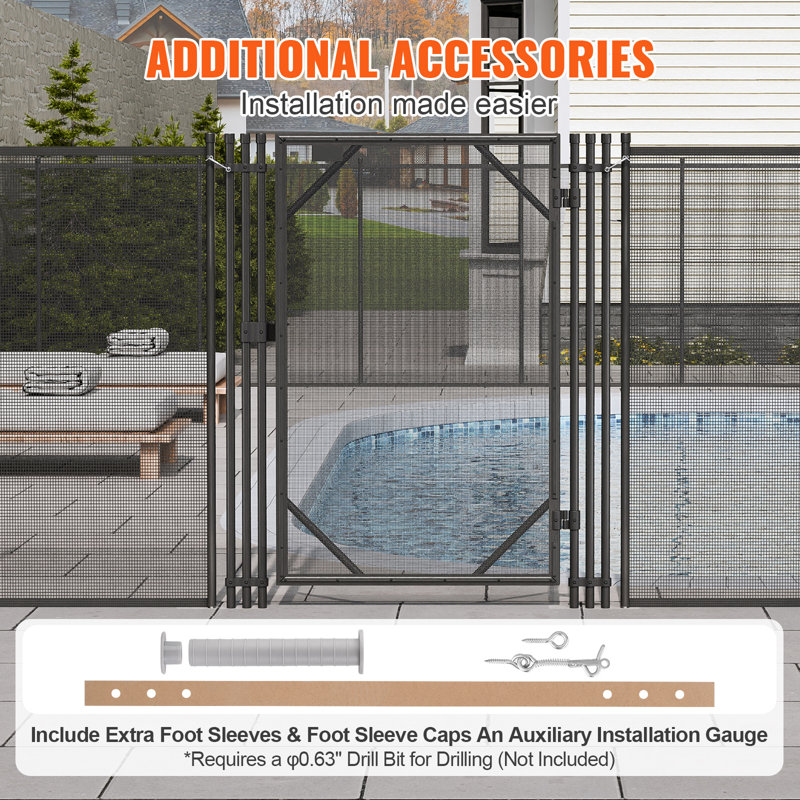 Pool Fence Gate 4 x 2.5 FT Removable Inground Pool Gate for Kids Security
