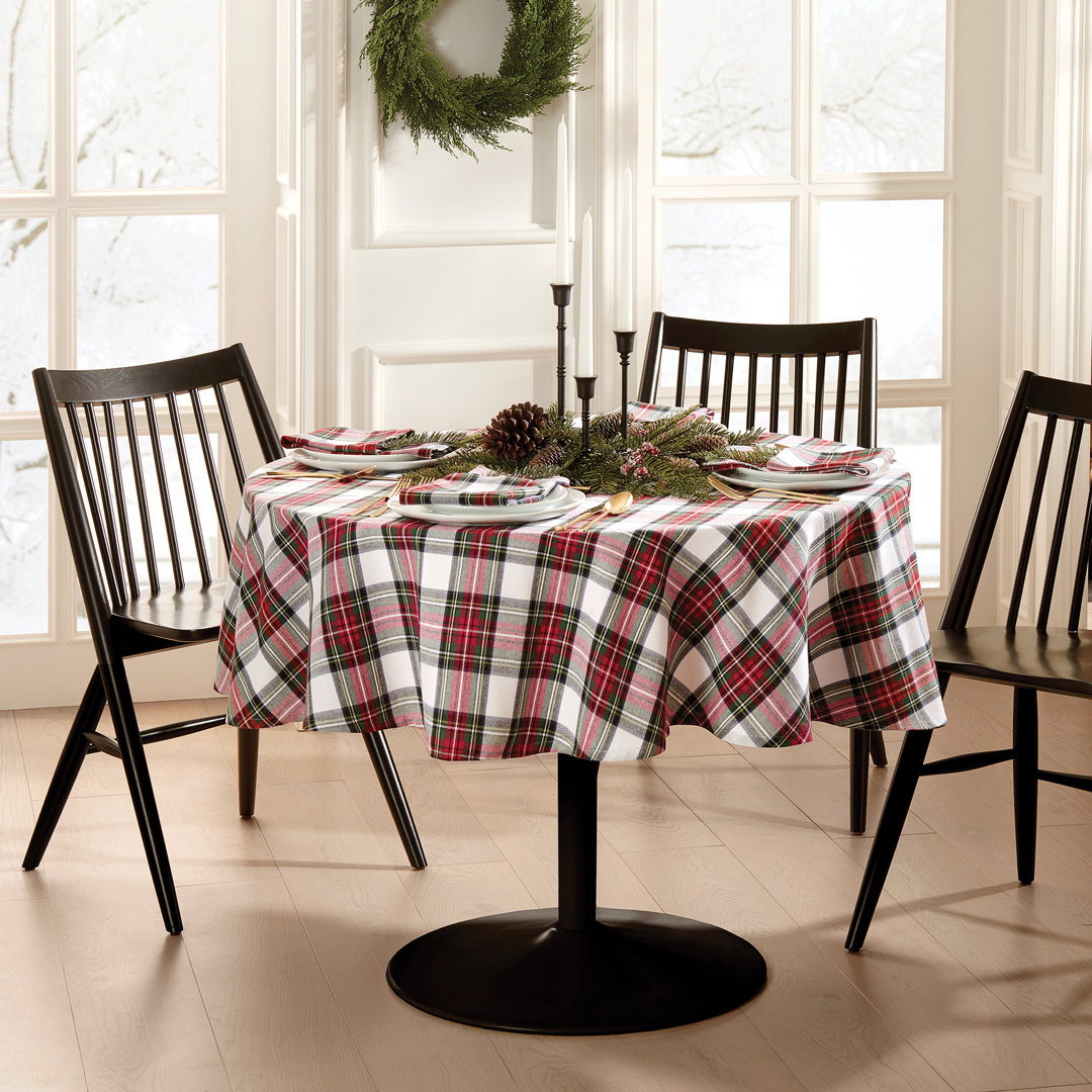 Christmas Classic Holiday Plaid Cotton 70" Round Tablecloth The Holiday Aisle®