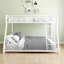 Lit superposé en métal simple au-dessus d'un lit double avec escalier amovible, structure robuste, rangement sous le lit de 12 po, aucun sommier tapissier requis, blanc