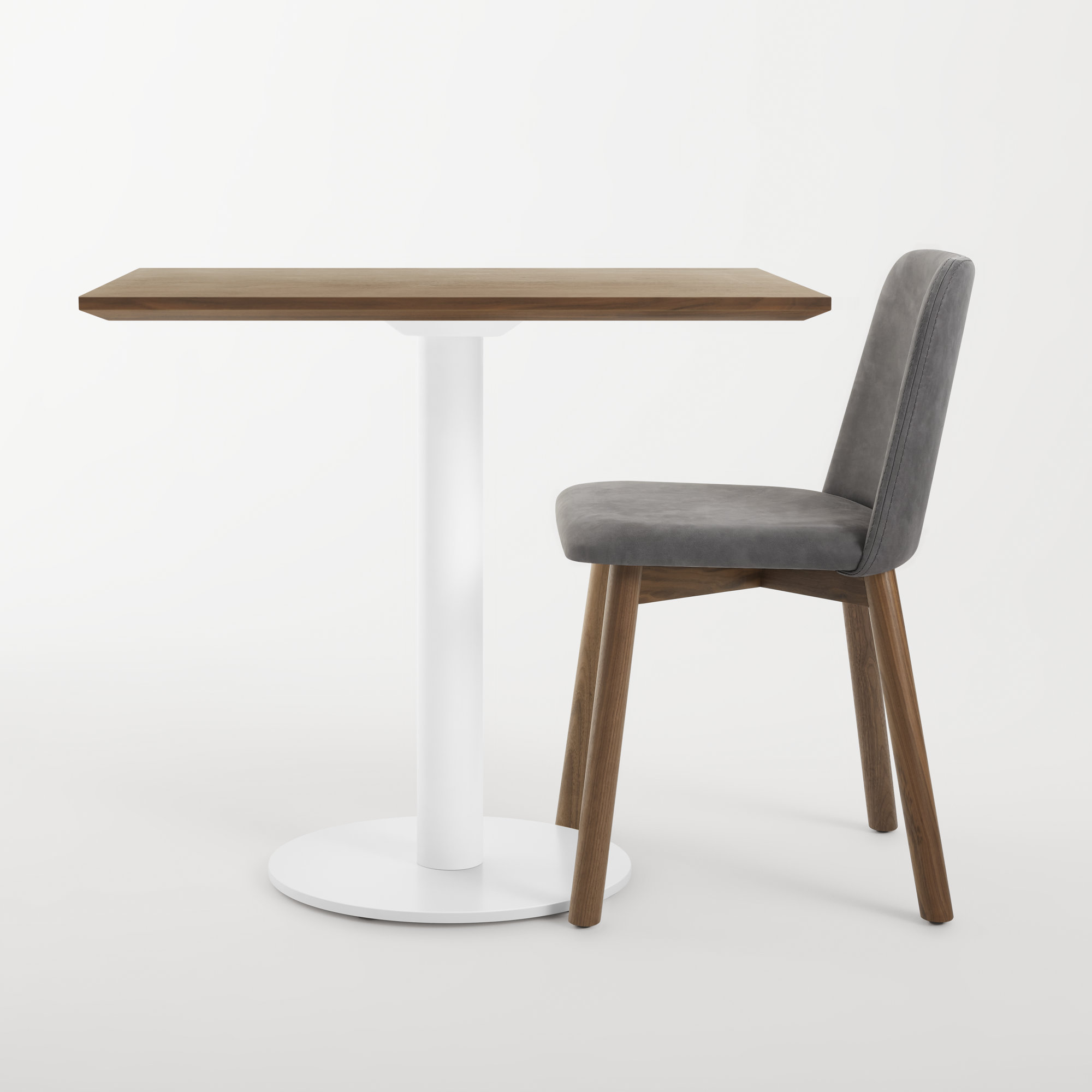 Easy 32'' Dining Table, Matte White, Walnut