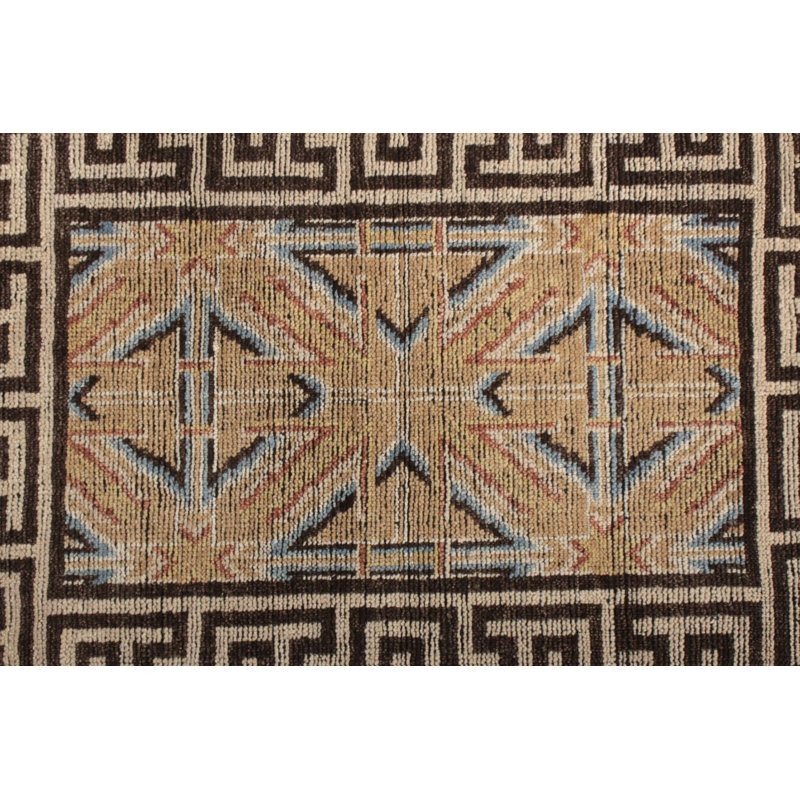 Burano Hand Knotted Wool Geometric Area Rug, Rectangle 5' x 8'