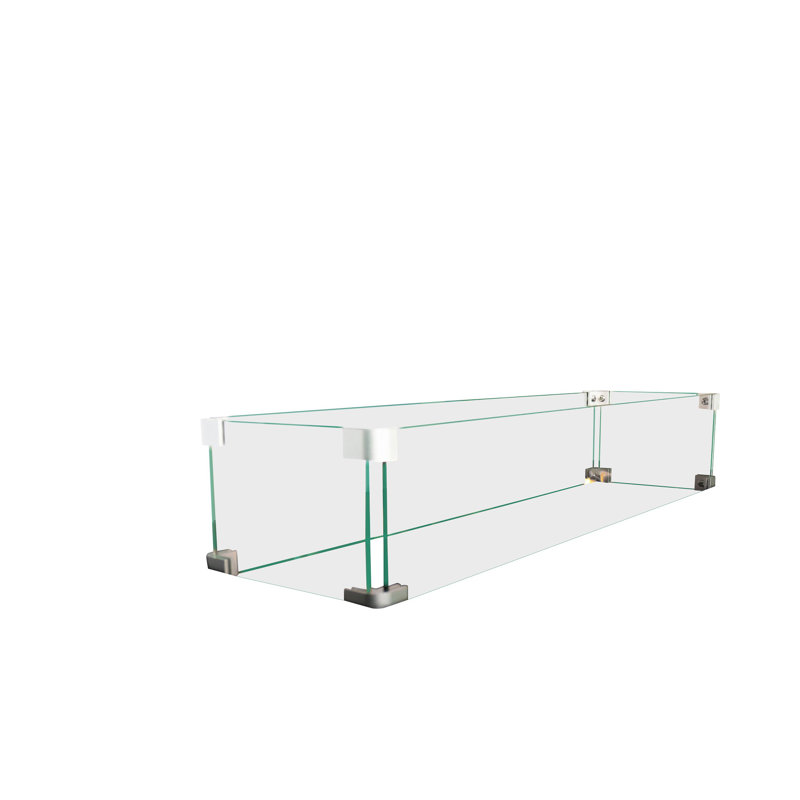 Rectangle Glass Fire Pit Accessory, 5" H x 34" W x 7" D