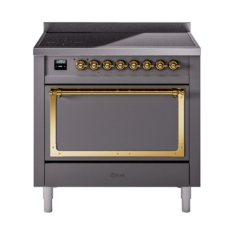 ILVE Nostalgie II Noblesse 36 po à induction, Graphite mat / laiton