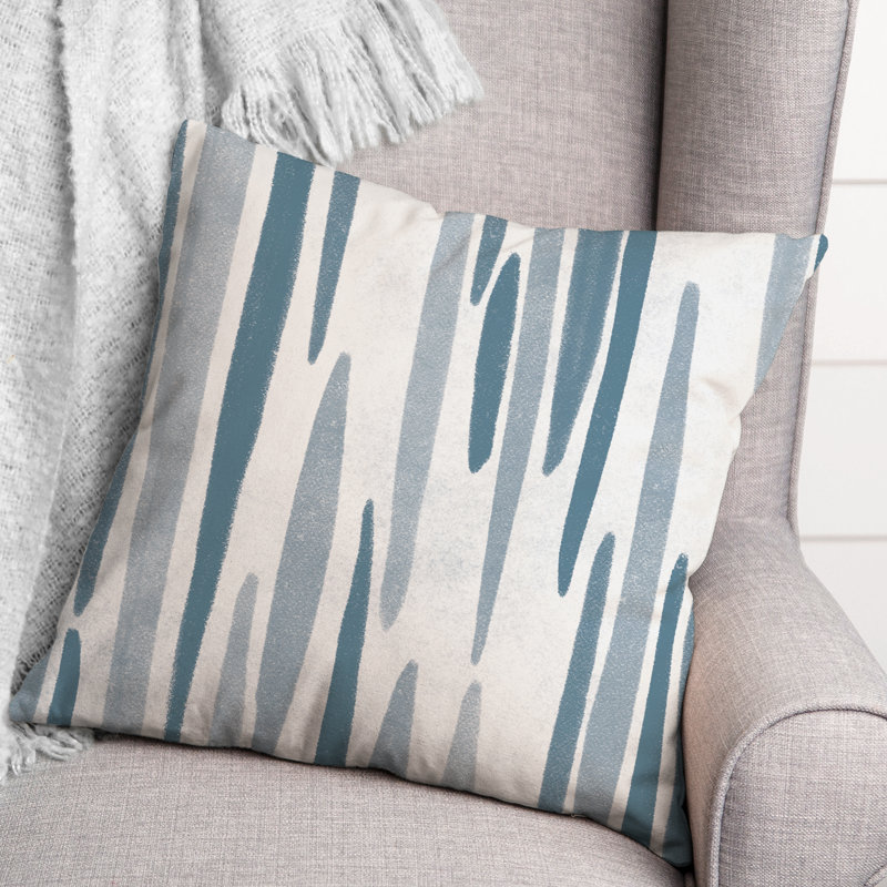 Collection 2 Distressed Lines Striped Throw Pillow, Blue