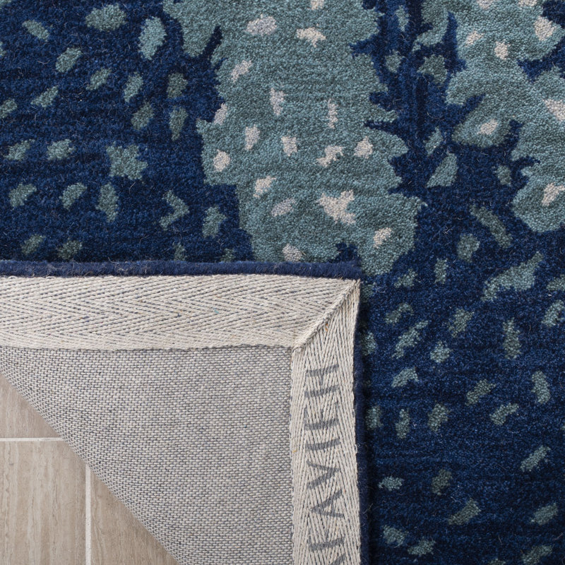 Tapis bleu en laine touffeté à la main Amiere, Rond 6 pi