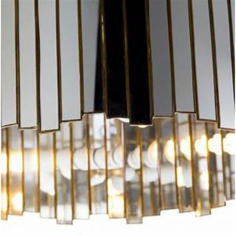 Lustre gris clair Jeanell Oly Studio Grayson, Bronze, H 22 po x l 50 po x P 50 po, Accent doré