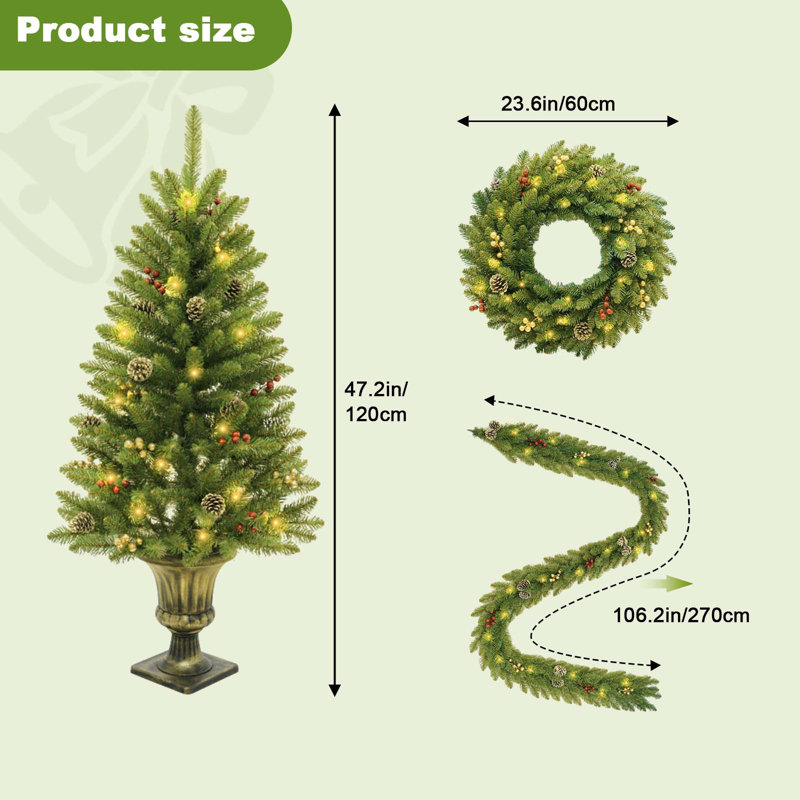 121.9cm H Lighted Artificial Christmas Tree